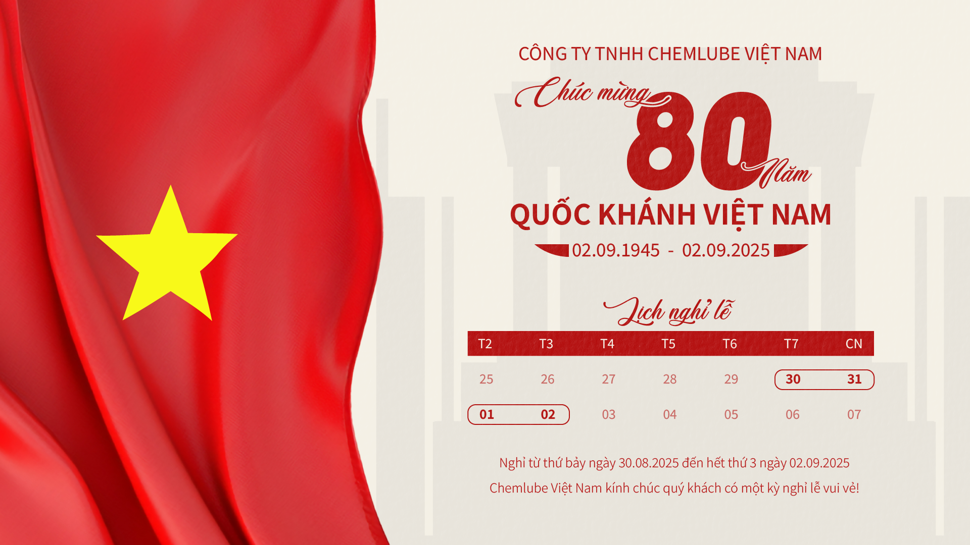 Lịch nghỉ lễ 2.9